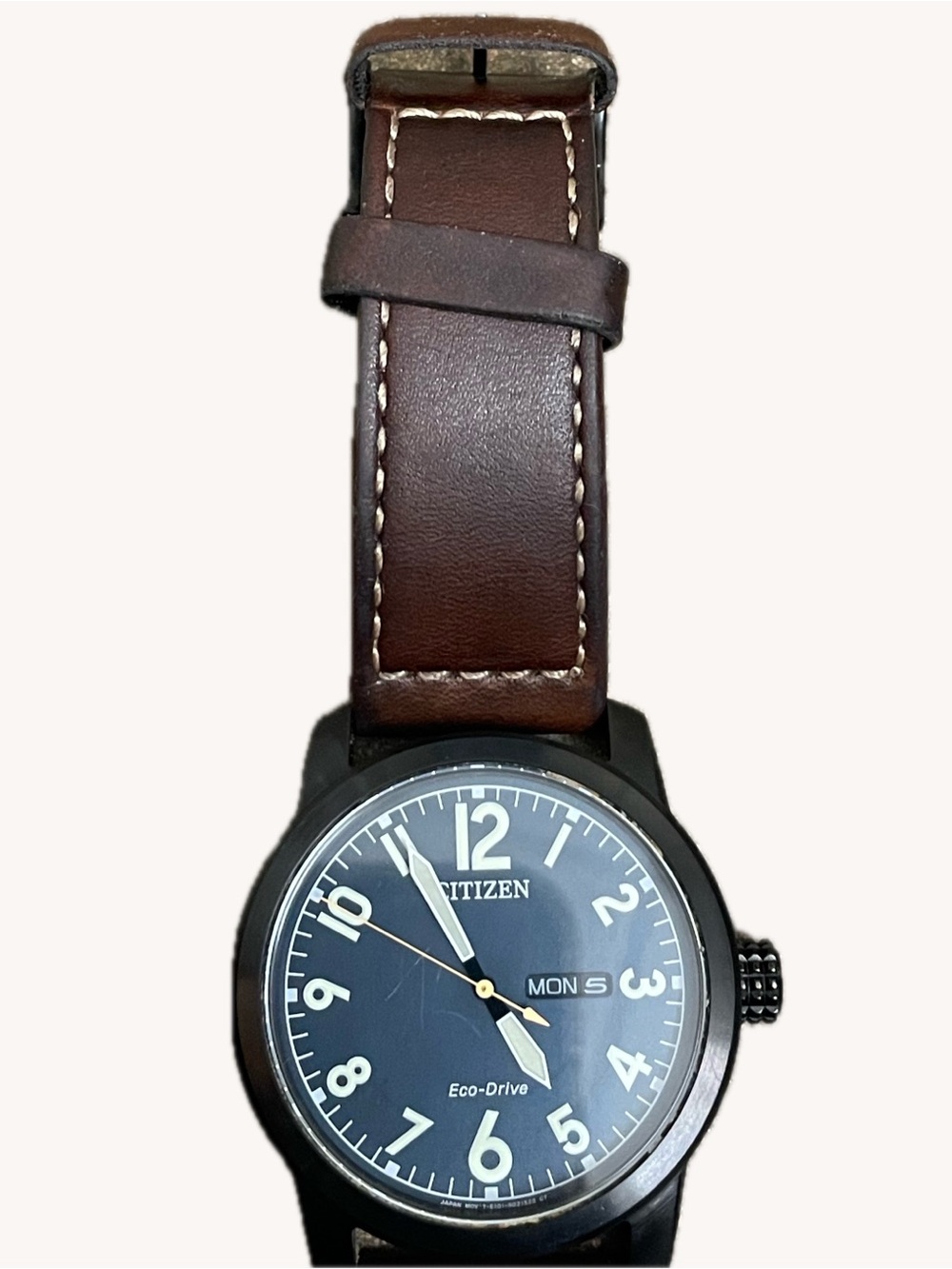 Citizen Men's Blue Face Dial Watch with Brown Leather Strap (Glow In The Dark) - Picture 4 of 10